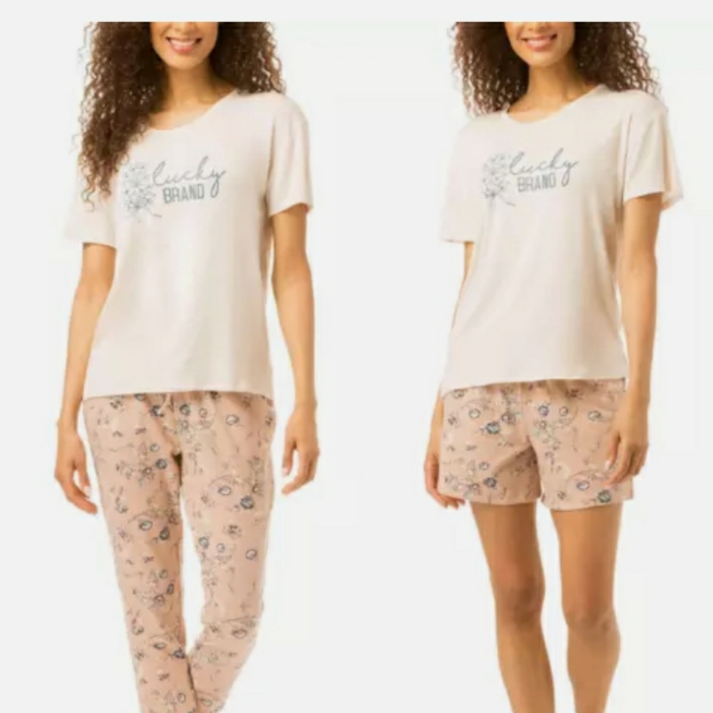 Lucky Brand Tee, Short, And Pant Pijama Set.